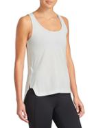 Athleta Womens Mesh Lane Tank Size L - Light Grey/white