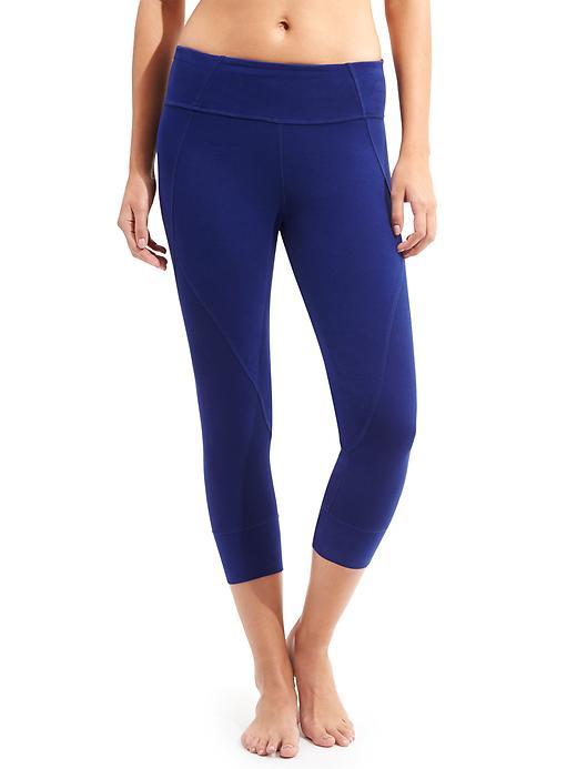 Athleta Womens Organic Cotton Rib-knit Exhale Capri Size L - Indigo
