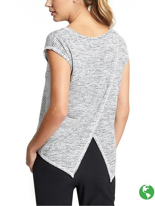 Athleta Womens Stripe Breezy Crossback Tee Size M - Sea Salt/black