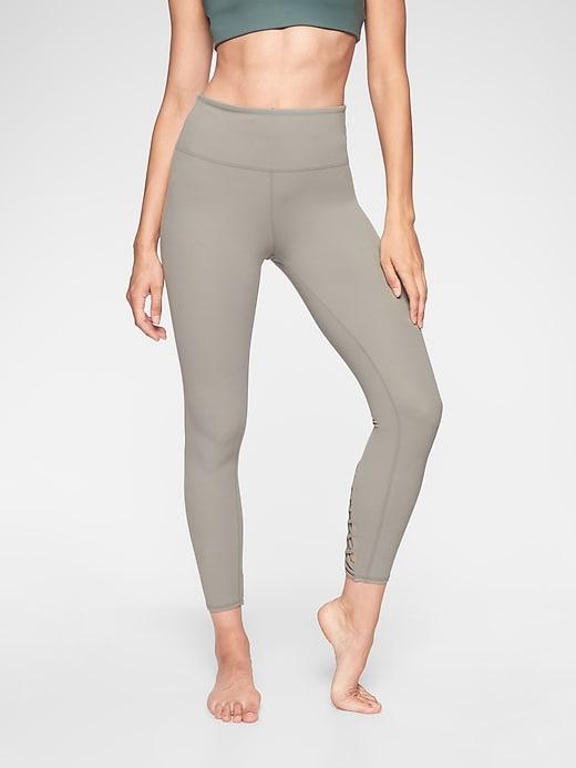 Athleta Womens Savasana Macrame 7/8 Tight Silver Grey Size M