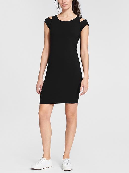 Athleta Womens Cold Shoulder Dress Black Size M