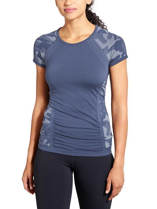 Athleta Womens Camo Fastest Track Tee Size L - Iron Blue