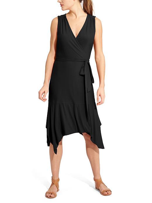 Athleta Womens Windward Wrap Dress Size L - Black