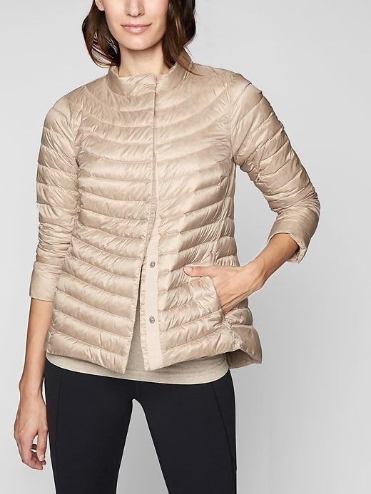 Athleta Womens Downkind Jacket Beech Stone Size S