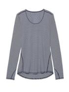 Athleta Womens Heather Stripe Chi Top Extra Long Size L - Dress Blue/white