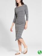 Athleta Womens Comeback Midi Dress Size L Petite - Silver Bells/grey Heather Stripe