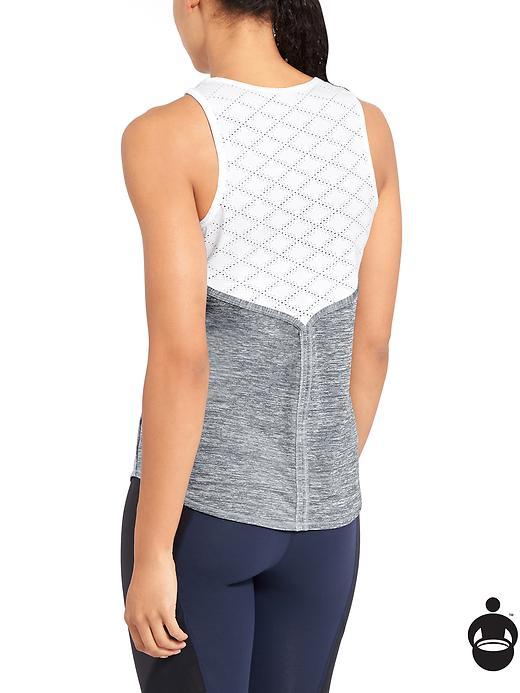 Athleta Womens Mesh Utopia Tank Size M - Fog Grey/bright White
