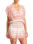 Athleta Womens Striped Bright Side Cover Up Size L - Ember Orange