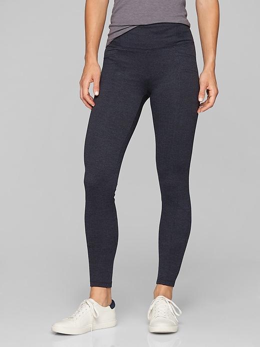 Athleta Womens Herringbone Metro High Waisted Legging Navy/ Black Size Xxs