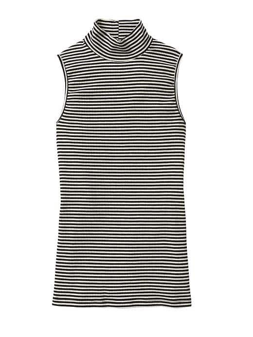 Athleta Womens Rib Turtleneck Tank Size L - Black/white