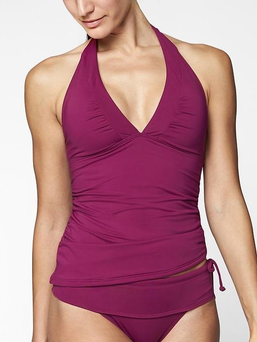 Athleta Womens Shirrendipity Halter Tankini Top Exotic Fuchsia Size S