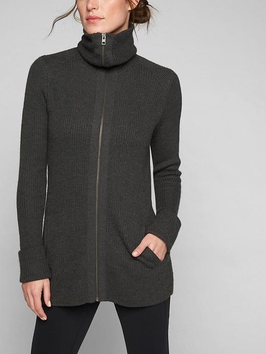 Athleta Womens Sleek Sweater Coat Size L - Charcoal Heather