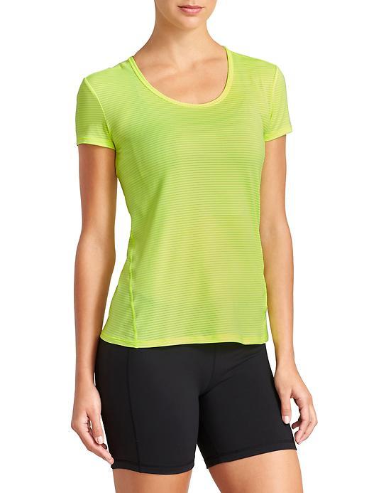 Athleta Womens Shadow Stripe Chi Tee Size M - Highlighter Yellow