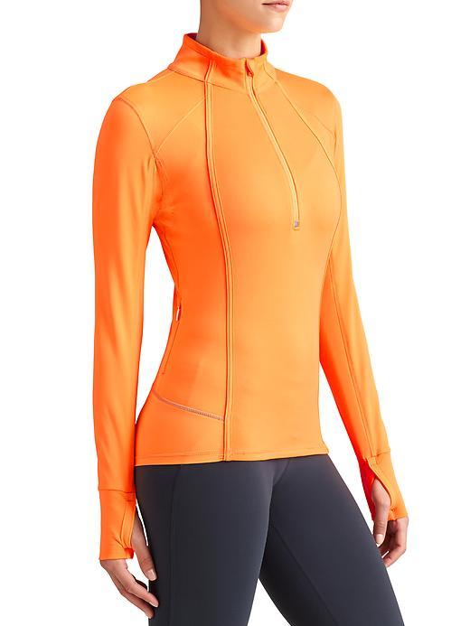 Athleta Womens Plush Tech Half Zip 3.0 Size L Tall - Orange Glow