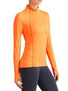 Athleta Womens Plush Tech Half Zip 3.0 Size L Tall - Orange Glow