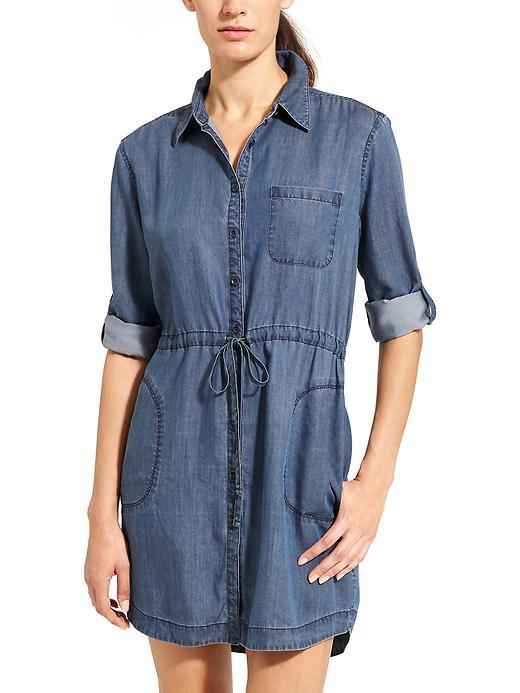 Athleta Womens Candid Shirt Dress Size L Petite - Indigo