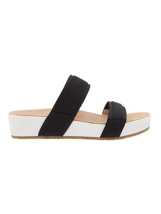 Athleta Womens Frazzle Sandal By Dr. Scholl's Black Neoprene/white Size 8