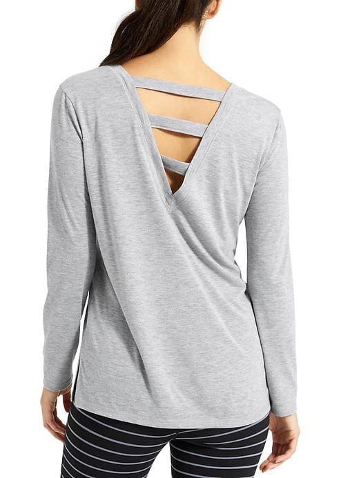 Athleta Womens Lattice Top Size M - Light Grey Heather