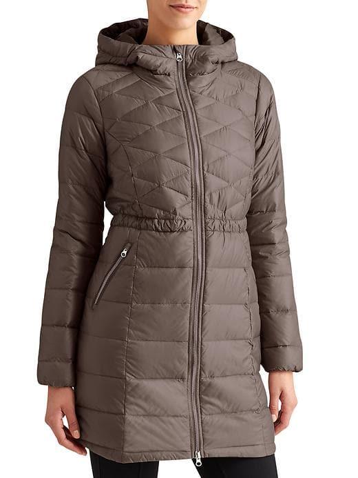 Athleta Womens Chill Down Jacket Foxtail Taupe Size Xl