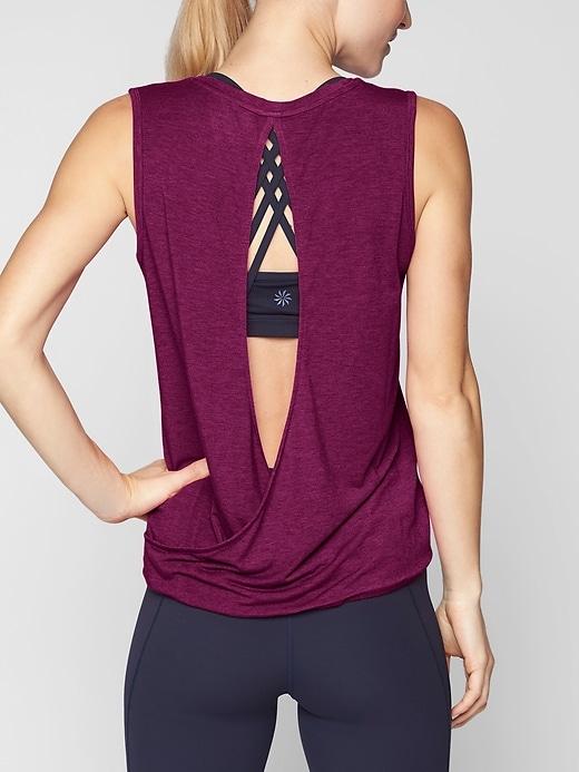 Athleta Womens Essence Open Back Tank Exotic Fuchsia Size Xl