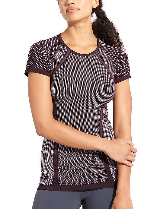 Athleta Womens Diamond Fastest Track Tee Size L - Wild Raisin