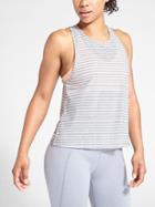 Athleta Womens Stripe Essence Low Tank Bright White/slate Grey Heather Size Xl