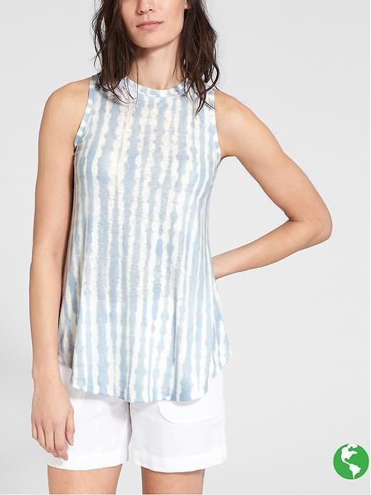Athleta Womens Breezy Tank Print Size S - Cloudy Blue Beach Comber