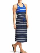 Athleta Womens Stripe Cressida Dress Navy/caspian Blue Size Xl