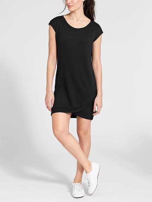 Athleta Womens Short Sleeve Criss Cross Dress Size M Tall - Black