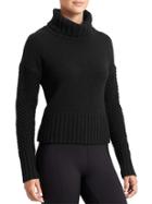 Athleta Womens Village Cashmere T Neck Sweater Size L - Black