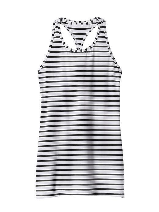 Athleta Womens High Neck Stripe Chi Tank Size L - Bright White/black