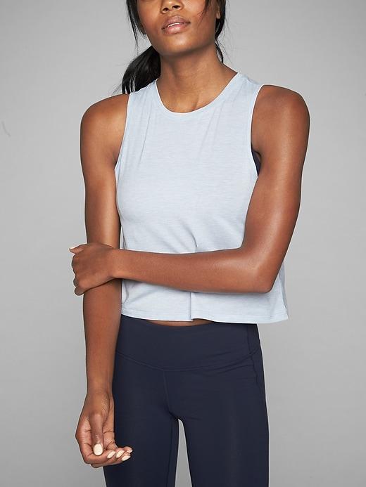Athleta Womens Studio Crop Tank Size 2x Plus - Clear Blue Heather