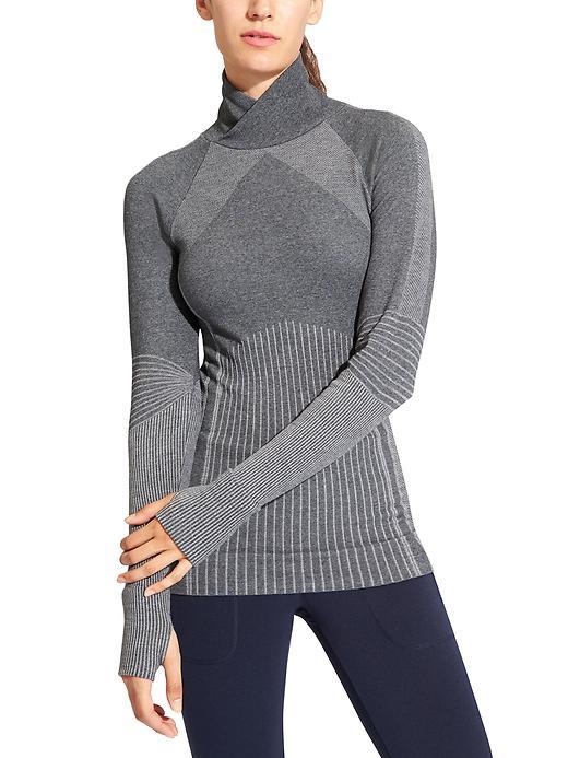 Athleta Womens Ribbed Remarkawool Turtleneck Size L - Grey Heather