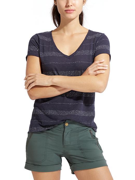 Athleta Womens Dot Stripe Daily Tee Size 1x Plus - Navy/bright White