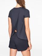Athleta Womens Sunlover Upf Tulip Back Tee Navy Size S