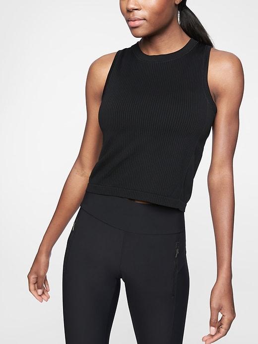 Athleta Womens Renew Ribbed Tank Black Size L