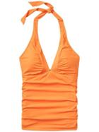 Athleta Womens Shirrendipity Halter Tankini Size L Tall - Orange Sherbet