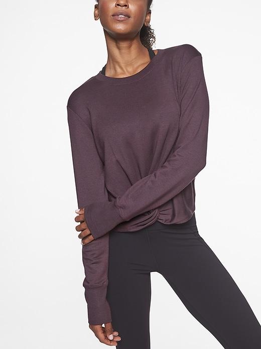 Athleta Womens Twist Front Sweatshirt Wild Raisin Size S