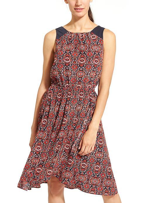 Athleta Womens Printed Martinique Dress Size L - Red Chili