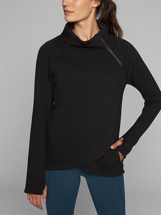 Athleta Womens Cozy Karma Asym Pullover Black Size M