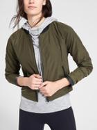 Athleta Womens Side Zip Bomber Forest Green Size L