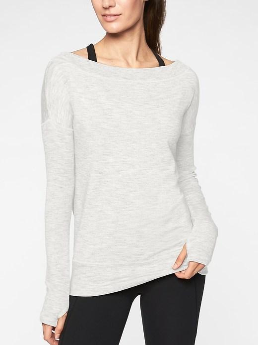 Athleta Womens Studio Barre Sweatshirt Fog Grey Heather Size L