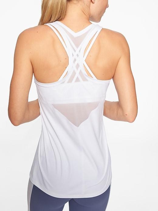Athleta Womens Mesh Chi Tank Bright White Size S