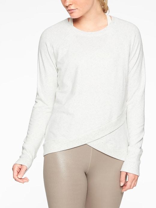 Athleta Womens Criss Cross Sweatshirt Sea Salt Heather Nep Size Xs