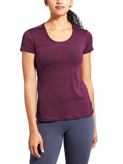 Athleta Womens Shadow Stripe Chi Tee Size 1x Plus - California Plum