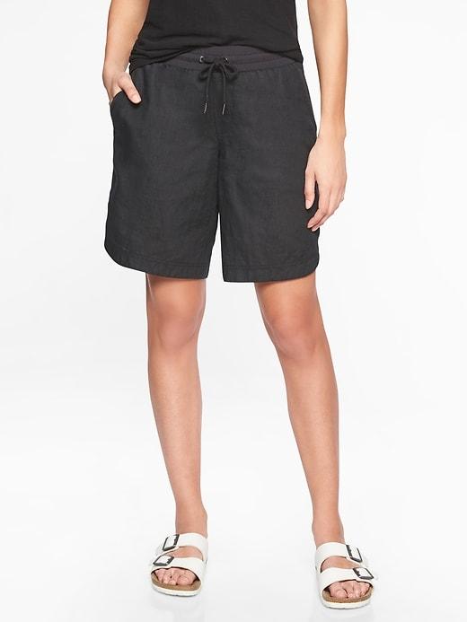 Athleta Womens Bali Linen Bermuda Black Size 0