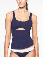 Athleta Womens Mod Block Cutout Tankini Top Dress Blue Size S