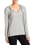 Athleta Womens Studio Split Neck Hoodie Size 1x Plus - Light Grey Heather