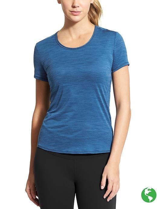 Athleta Womens Shadow Stripe Chi Tee Size M Tall - Blue Void