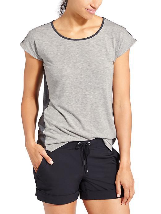 Athleta Womens Crossroad Tee Size L - Grey Heather Colorblock